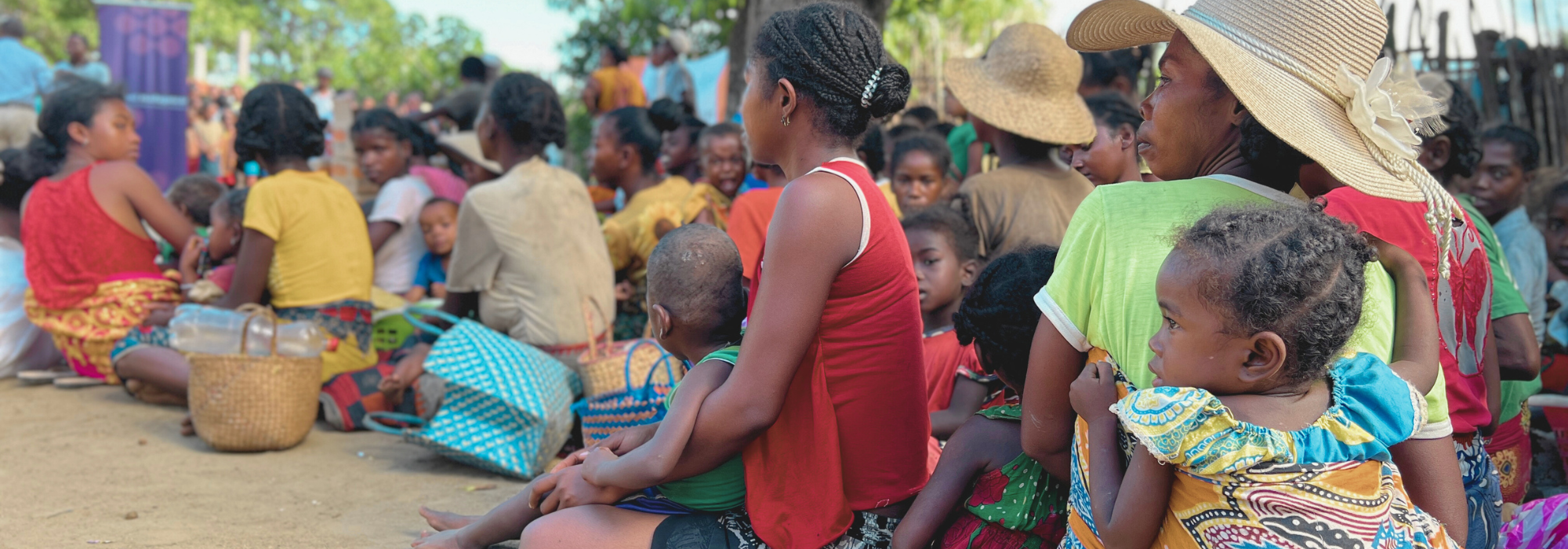 Mothers and children attend a health training session